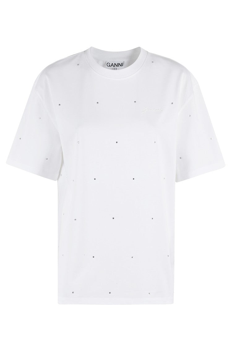 Ganni Heavy Cotton Drop Shoulder Rhinestone