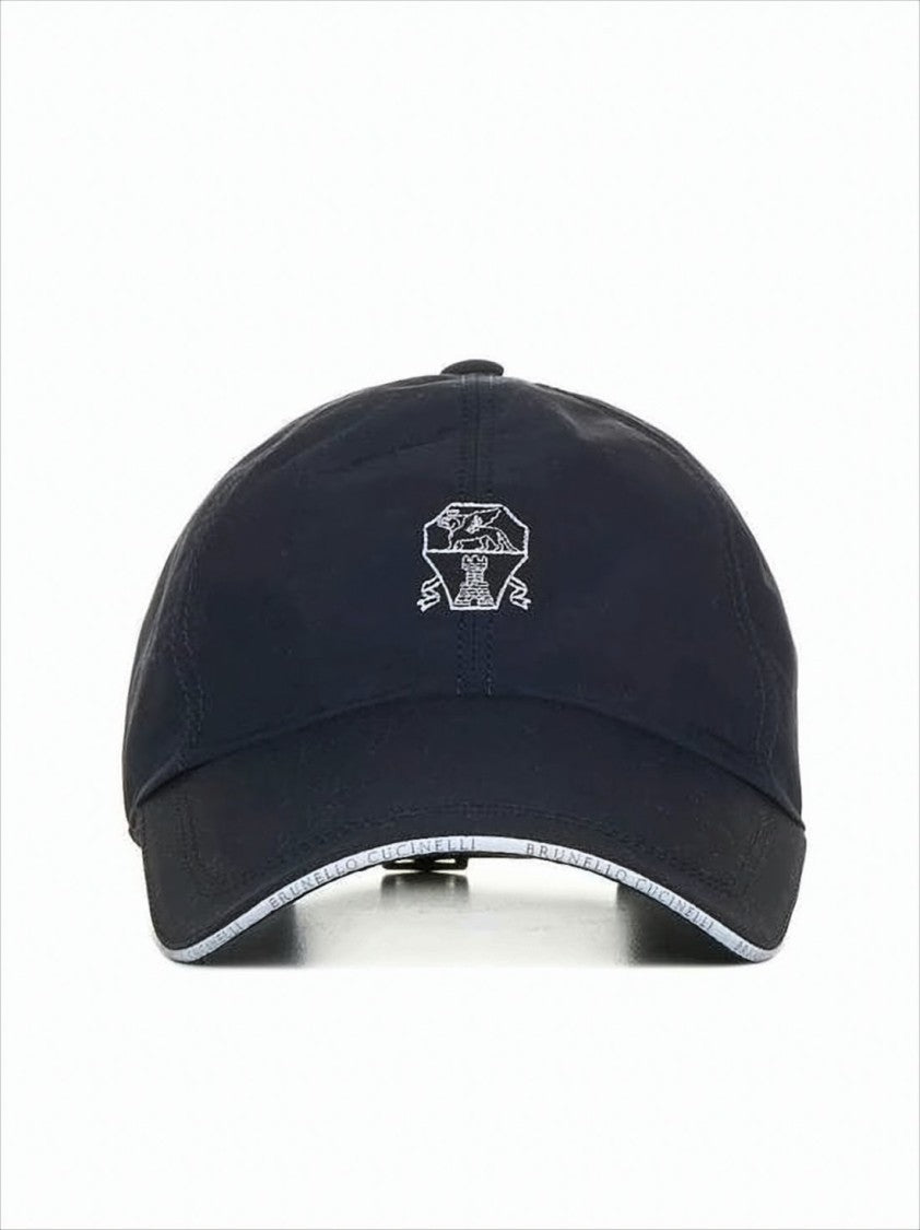 Brunello Cucinelli Black Baseball Cap With Embroidered Emblem