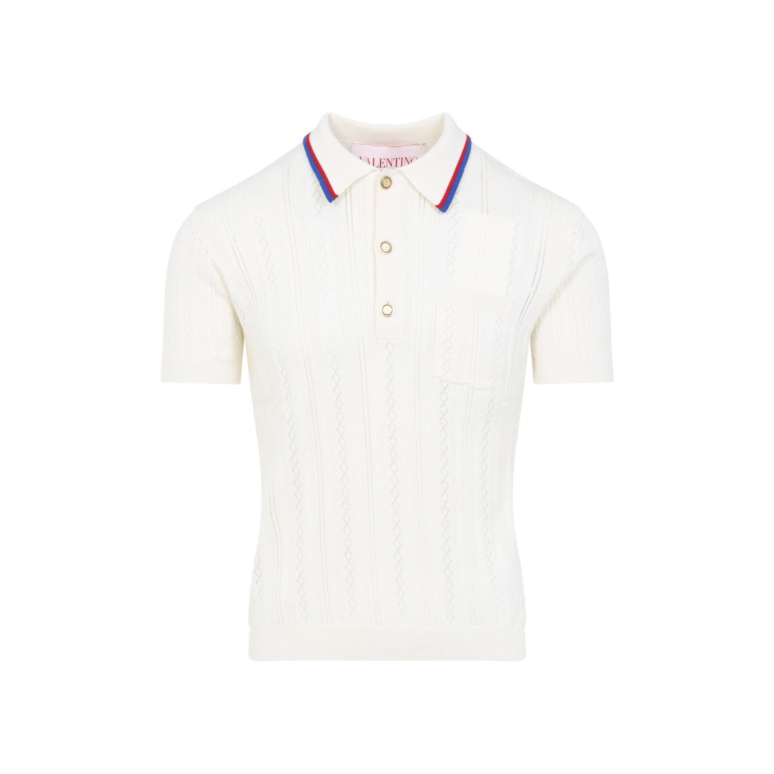 Valentino Textured Knit Polo With Classic Collar