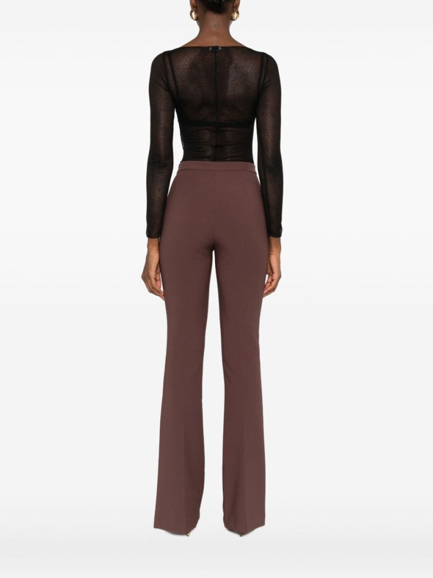 Elisabetta Franchi Sheer Black Bodysuit With Subtle Hexagonal Mesh