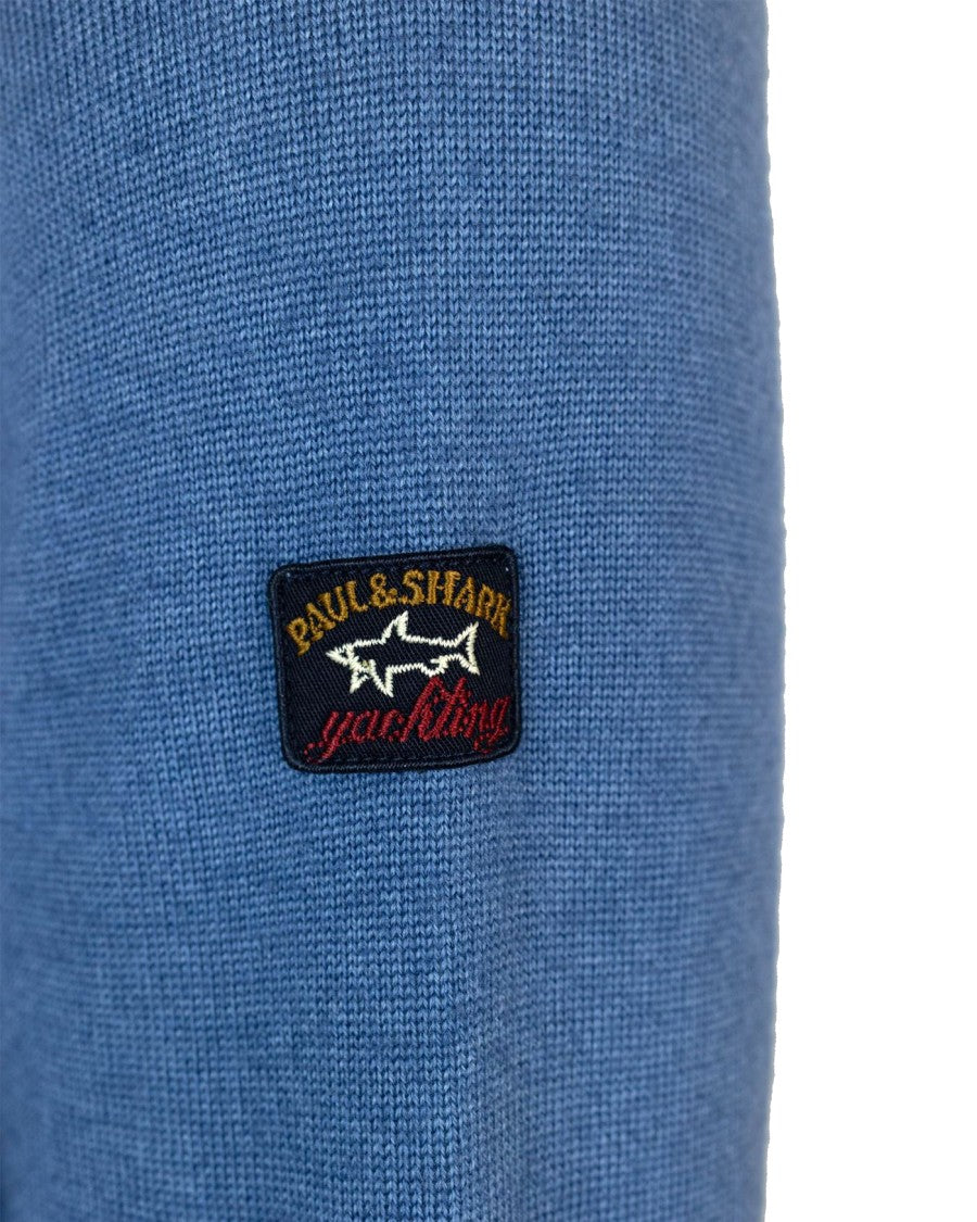 Paul & Shark Light Blue Extrafine Wool Crew Neck
