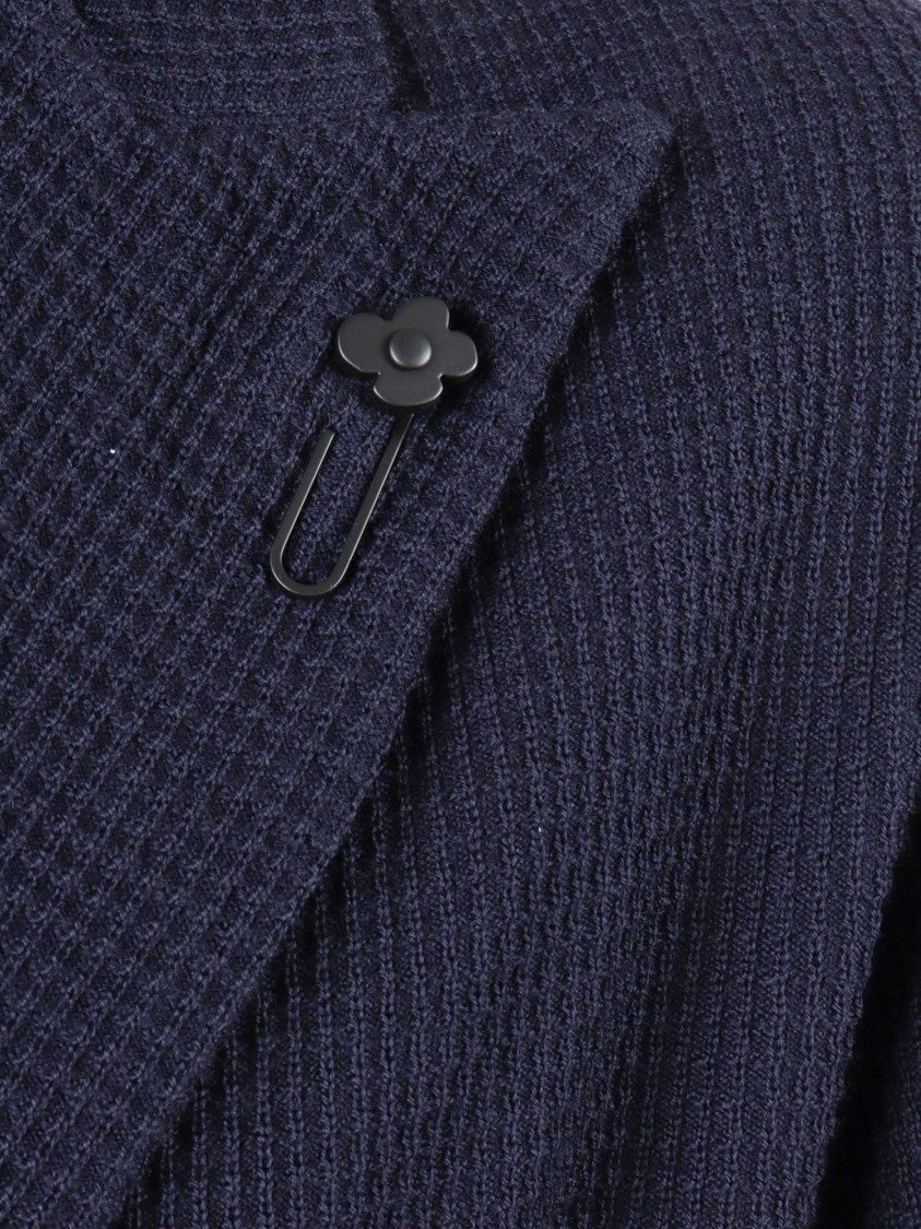 Lardini Textured Weave Double-Breasted Knit Jacket