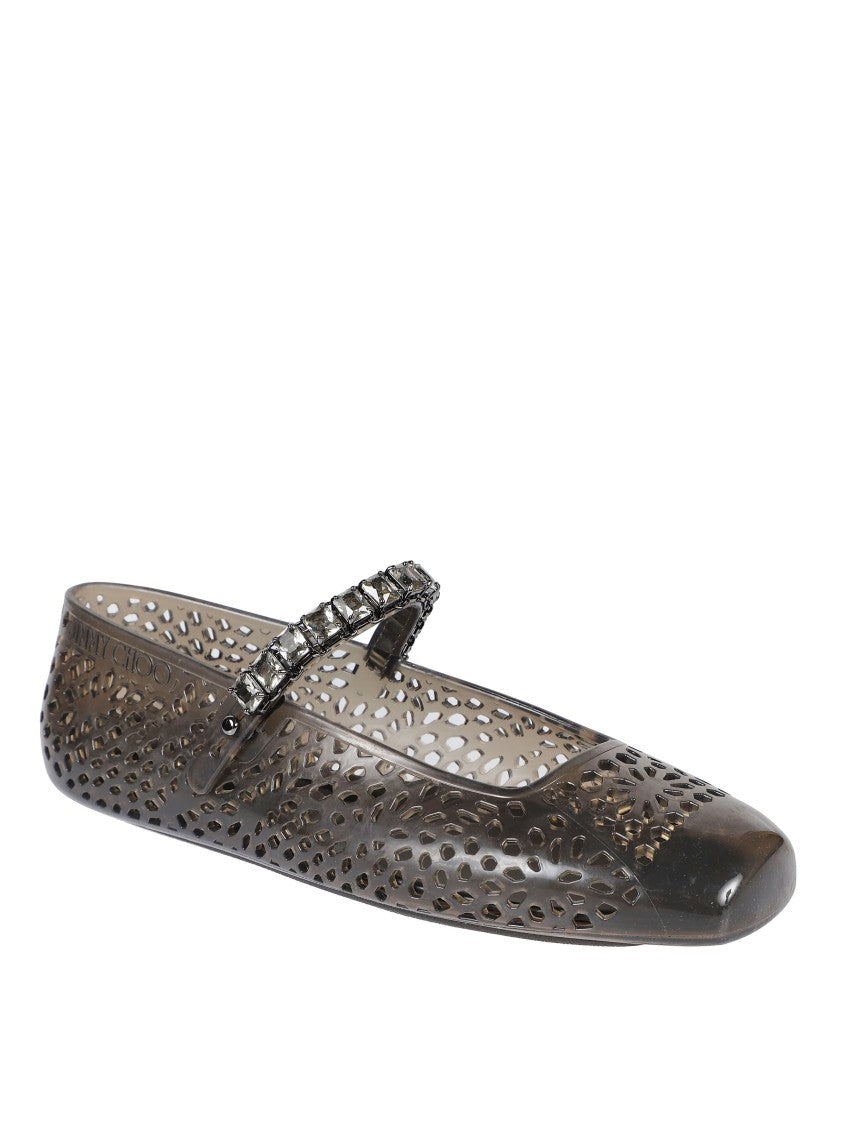 Jimmy Choo Black Flats With Decorative Strap