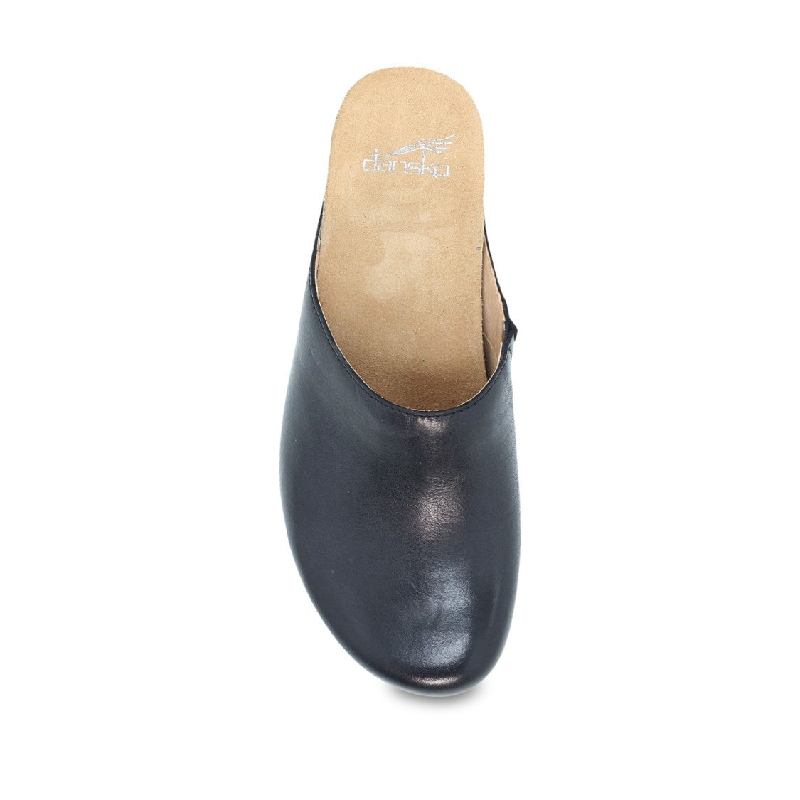 Dansko Black Leather Mule With Contrasting Beige Wedge