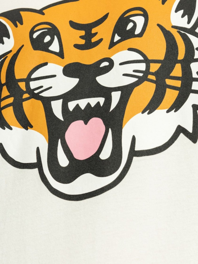 Kenzo Graphic Tiger Face Print White T-Shirt