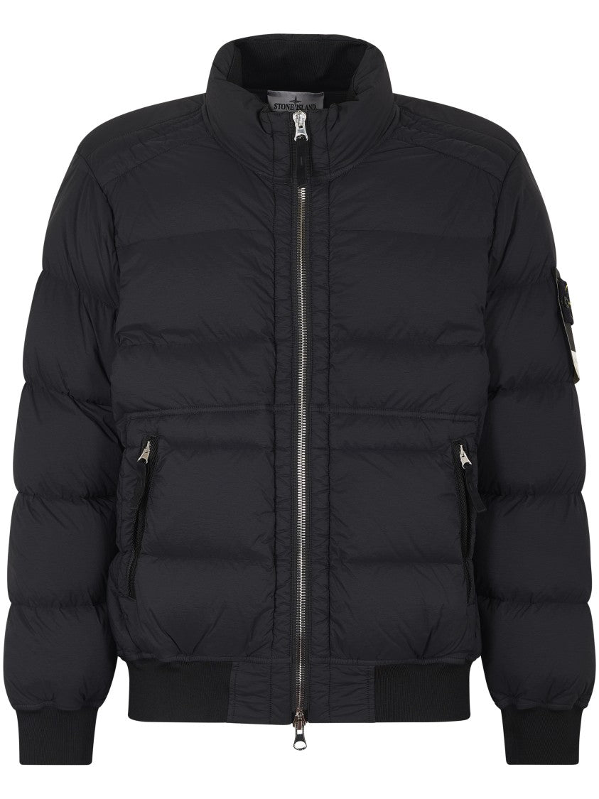 Stone Island Horizontal Quilted Black Puffer Jacket