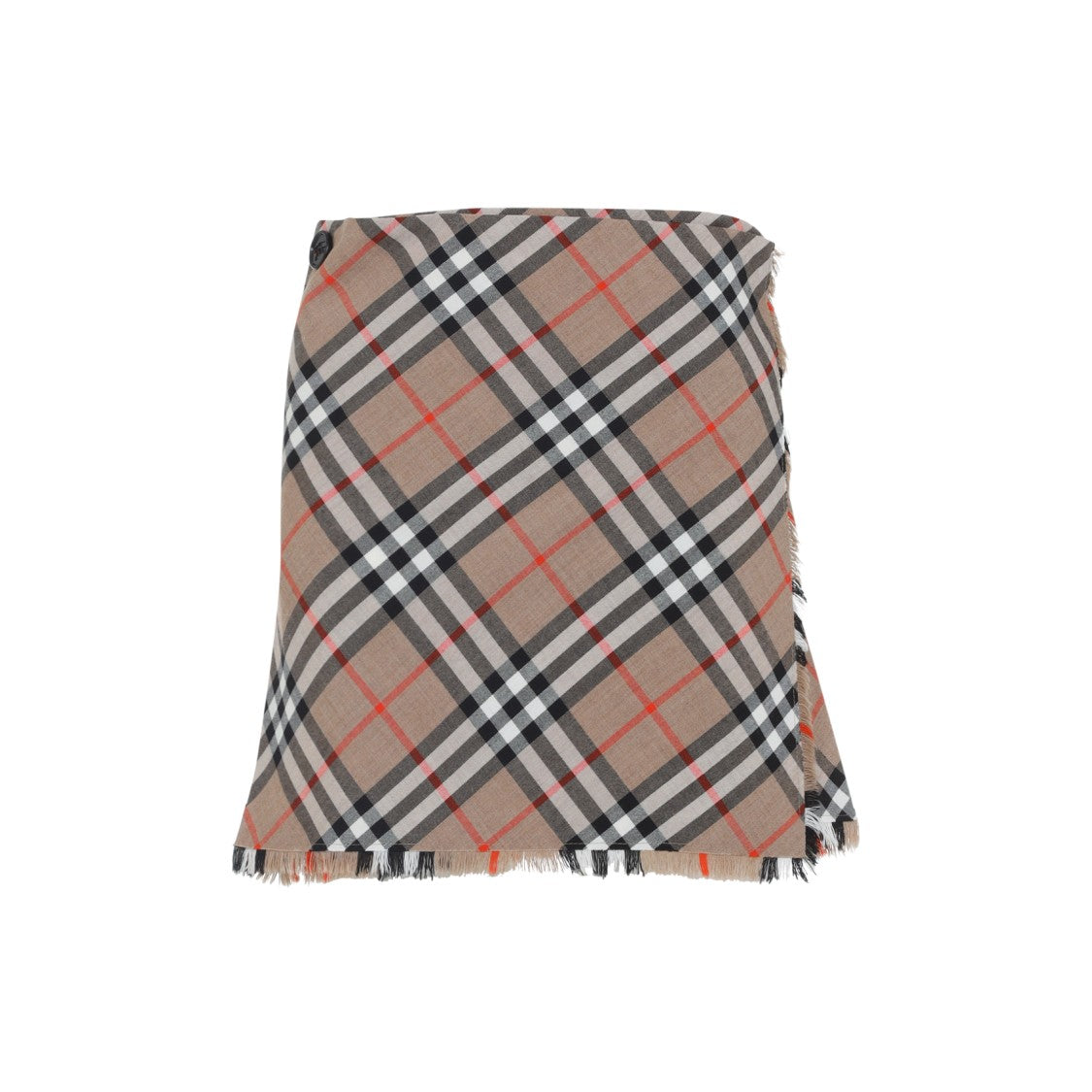 Burberry Check Beige Wool Midi Skirt
