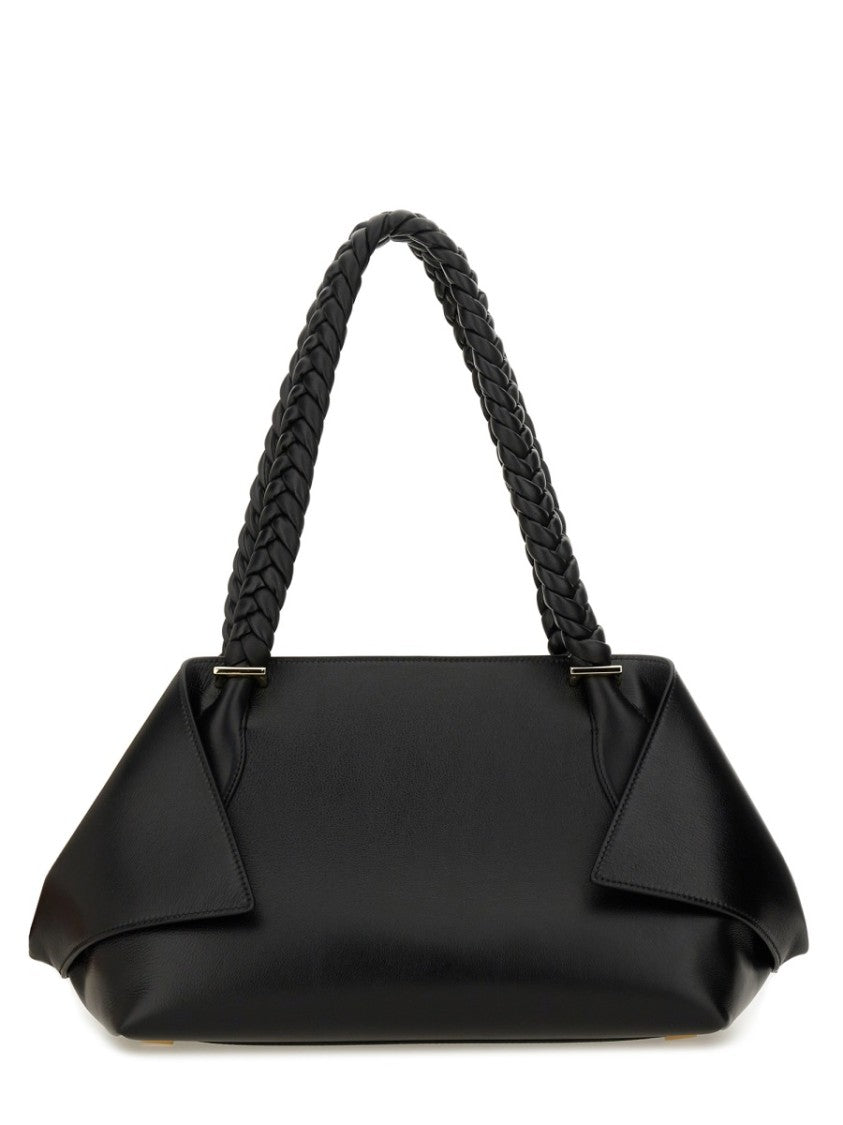 Ferragamo Structured Braided Handle Shoulder Bag