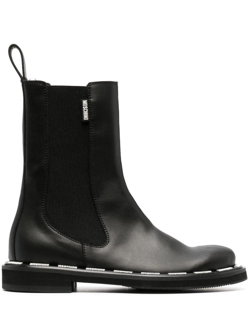 Moschino Rounded Toe Ankle Boots