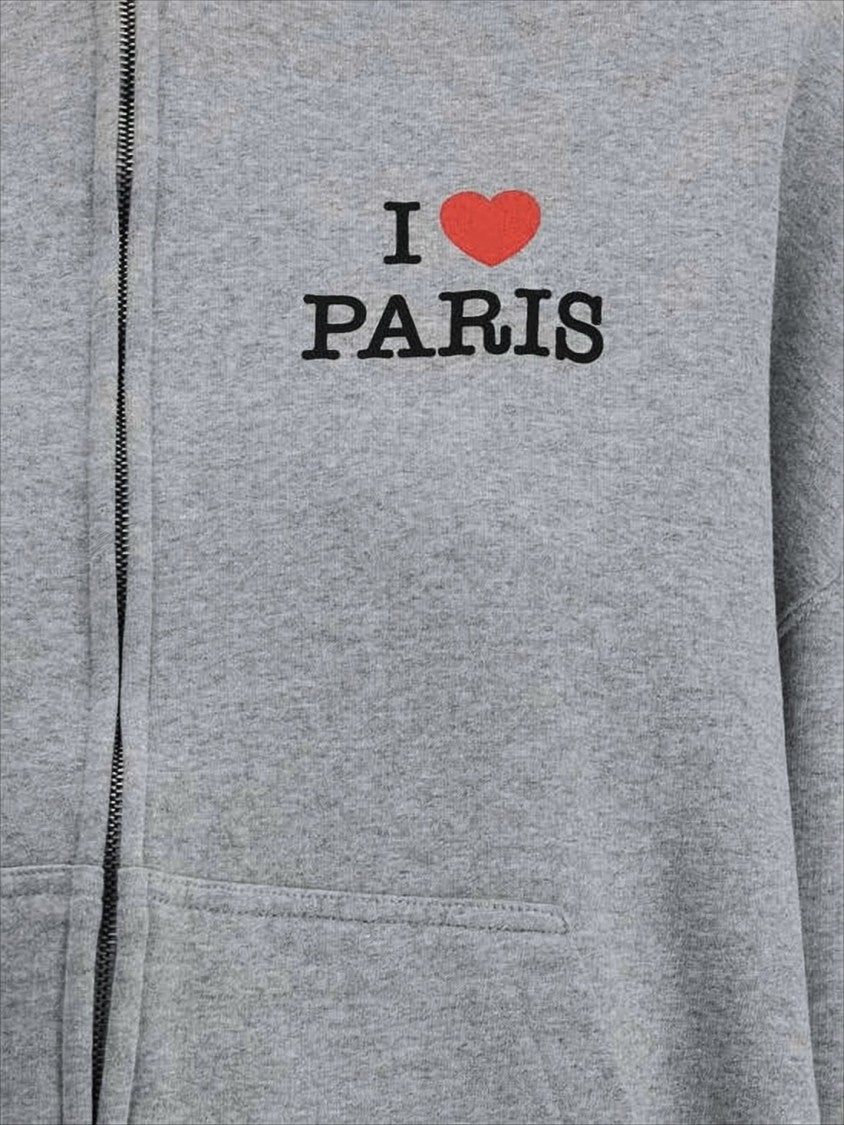 Balenciaga Relaxed Fit Zip-Up Hoodie With Heart Graphic