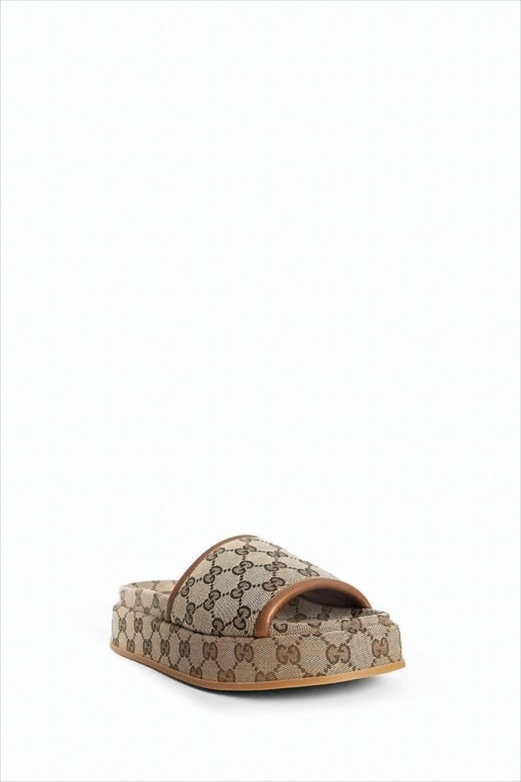 Gucci Monogram Canvas Slip-On Mules