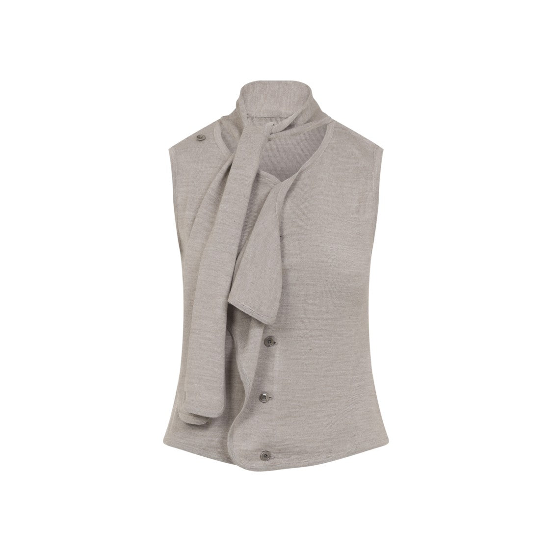 Lemaire Anthracite Light Taupe Wool Asymmetrical Sleeveless Cardigan