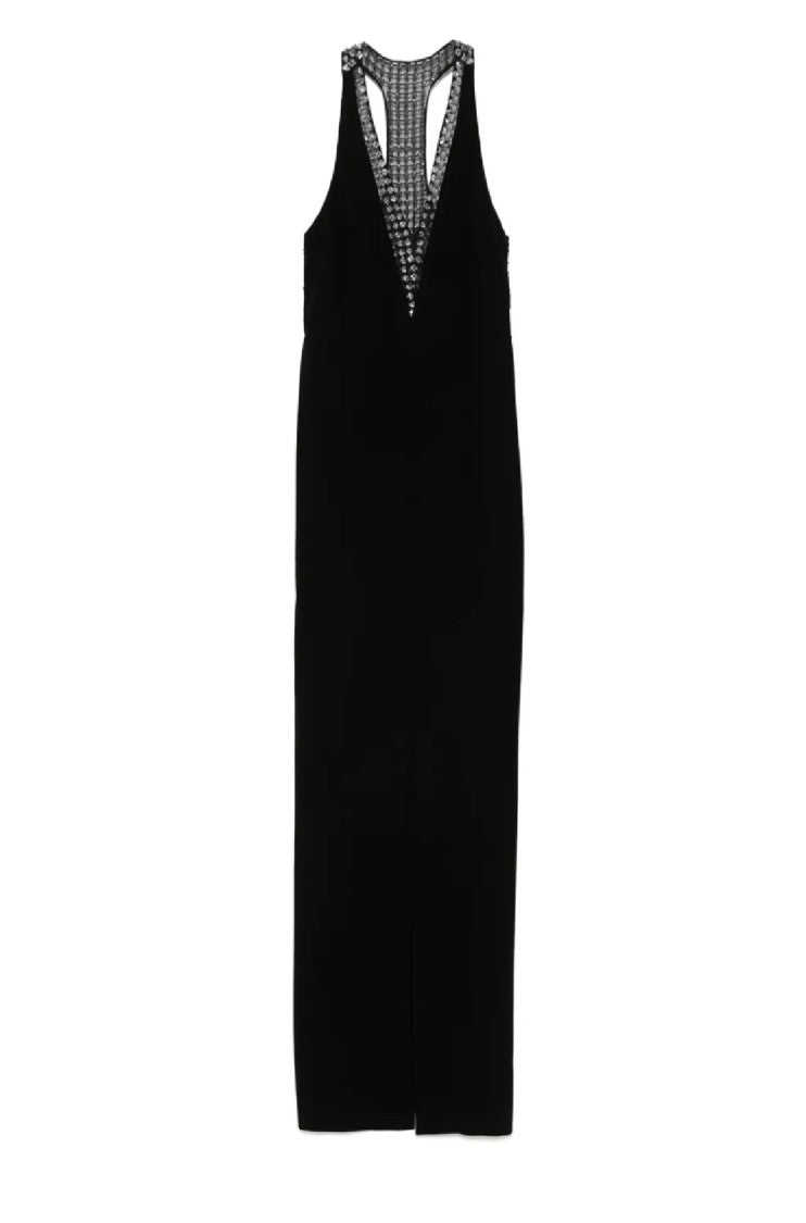 Max Mara Deep V-Neck Fitted Evening Dress