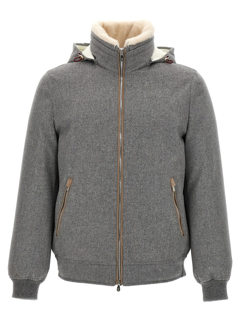 Brunello Cucinelli Sherling Neck Bomber Jacket