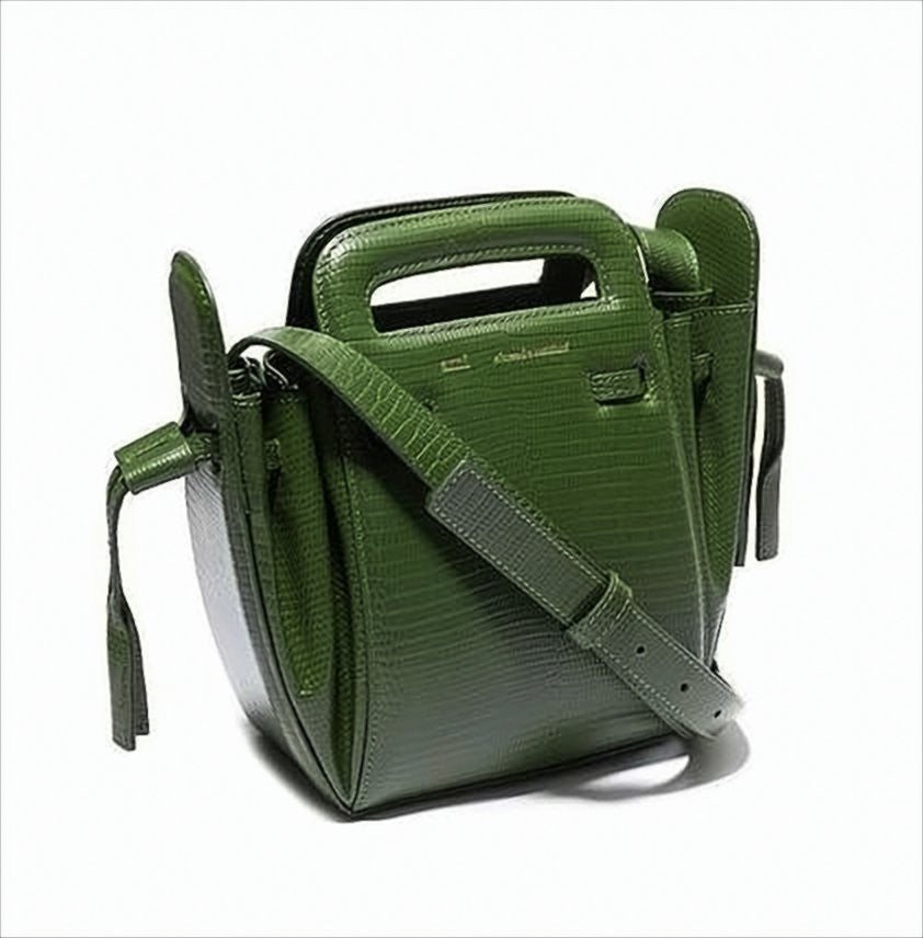 Ami Structured Textured Leather Crossbody Bag