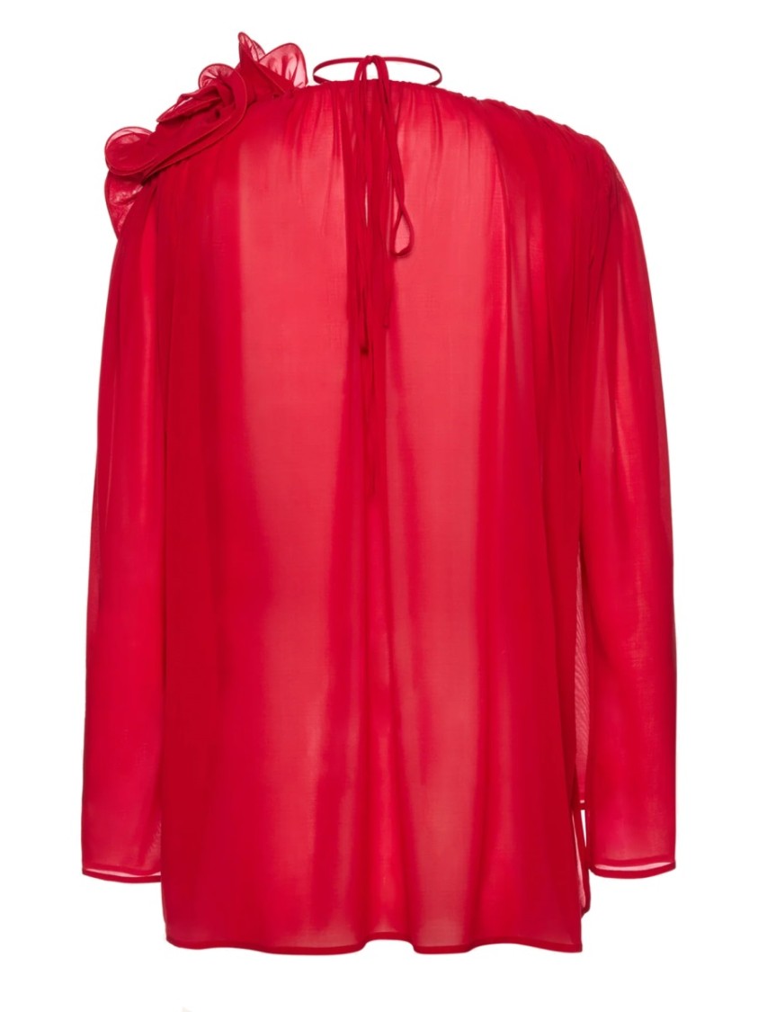 Magda Butrym Sheer Blouse With Oversized Floral Embellishment