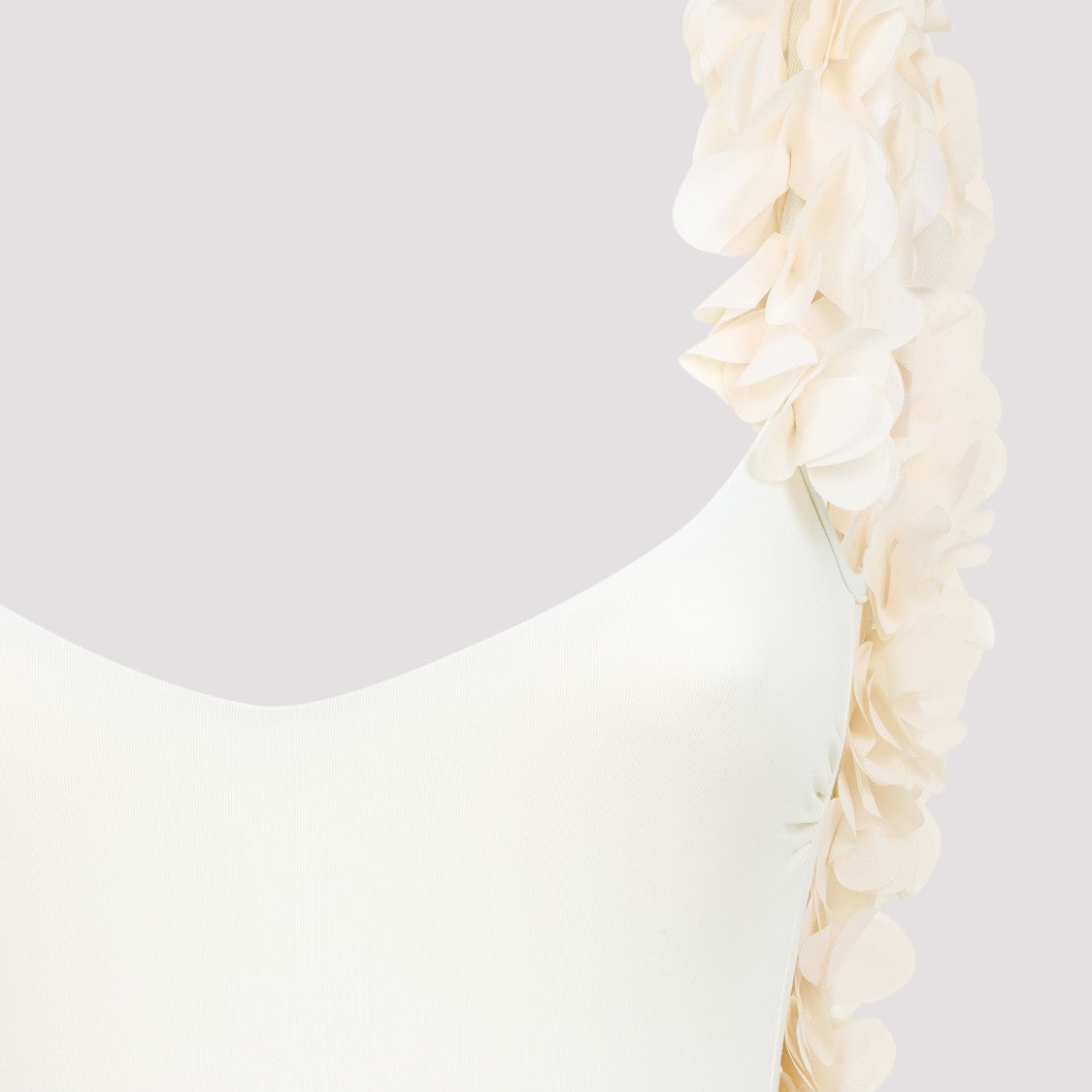 La Reveche Ivory One-Piece Swimsuit With Floral Appliqués