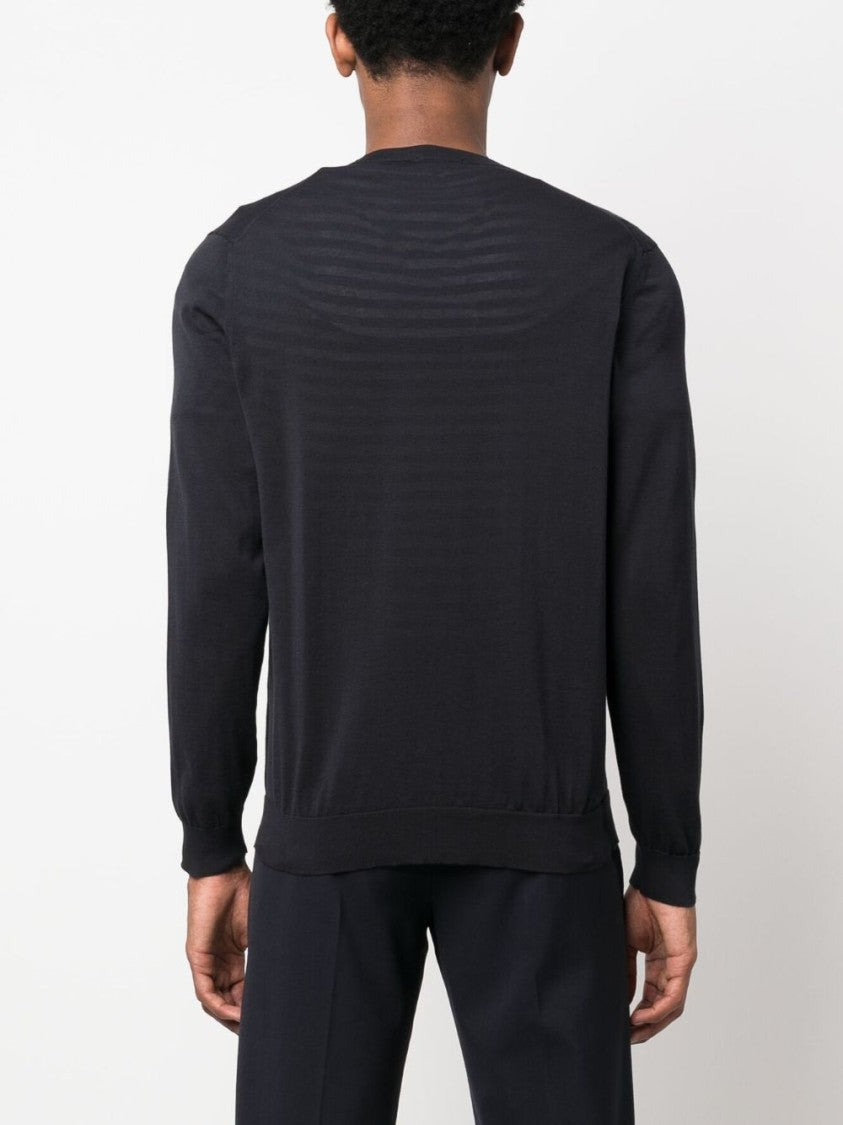 Drumohr Navy Blue Cotton Fine Knit Cardigan