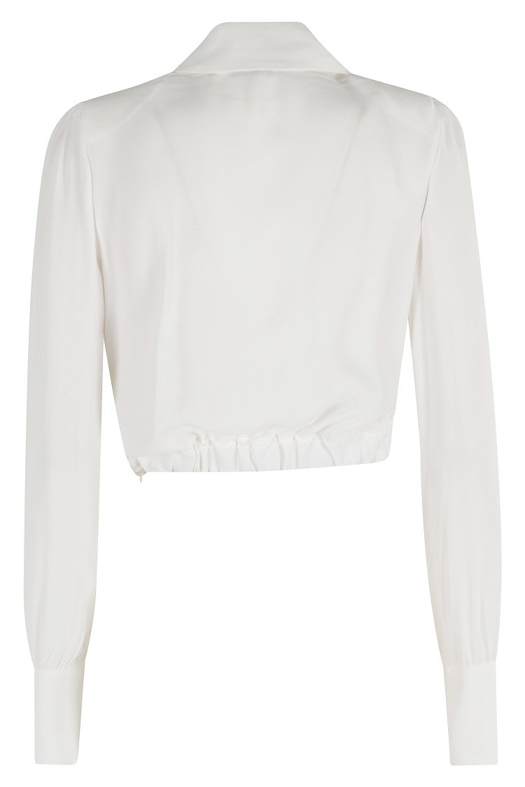 Elisabetta Franchi Cropped Long-Sleeve Shirt With V-Neckline