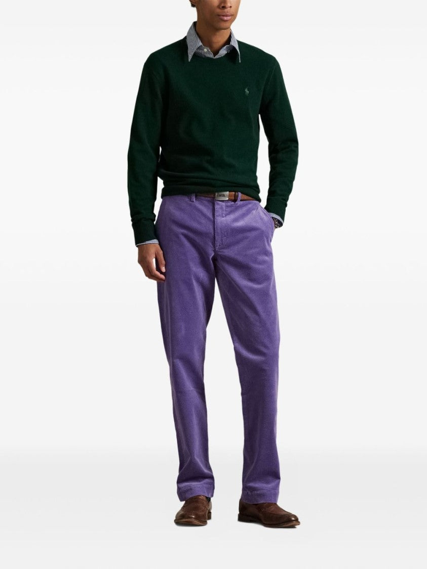 Polo Ralph Lauren Crew Neck Green Sweater With Embroidered Logo