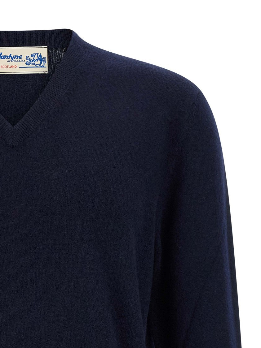 Ballantyne Cashmere V-Neck Sweater With Long Cuffed Sleeves