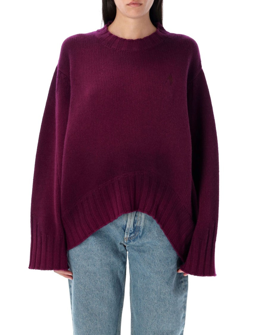 The Attico Ribbed Oversized Sweater In Rich Plum