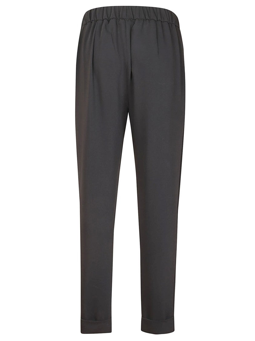 P.A.R.O.S.H. Tapered Black Tailored Pants With Elastic Waistband