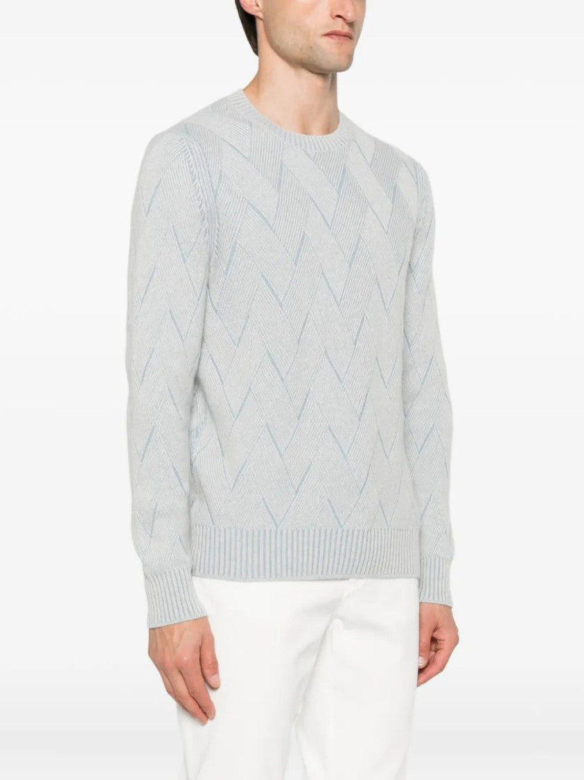 Gran Sasso Chevron-Pattern Crew-Neck Sweater