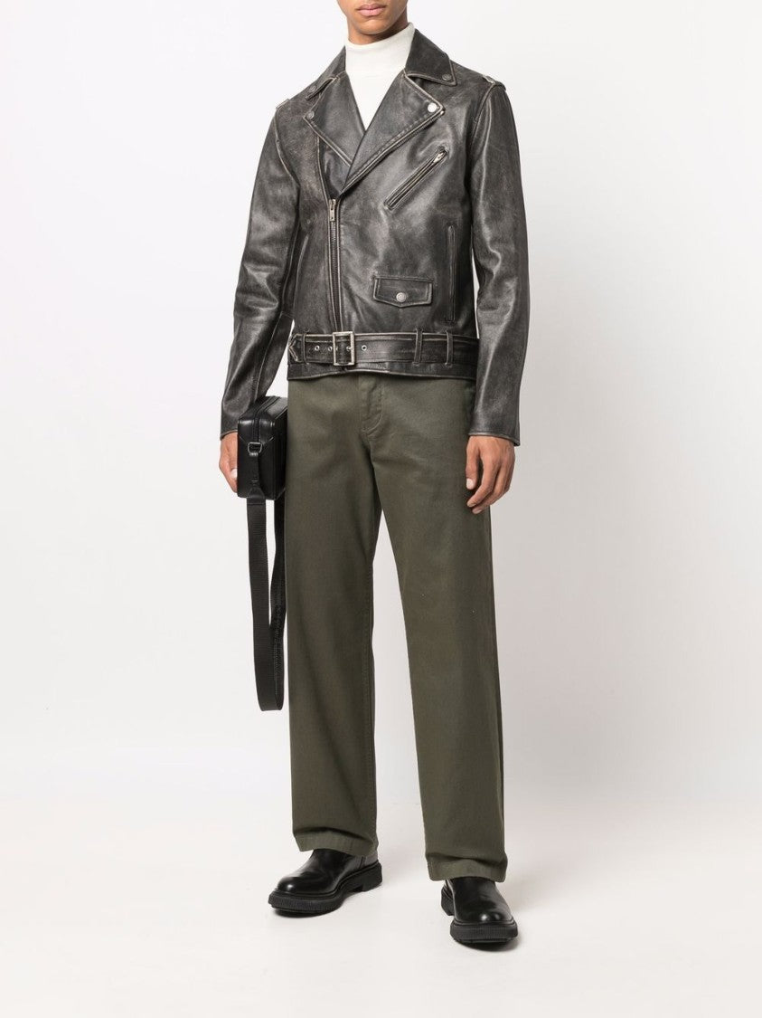 Golden Goose Golden Chiodo Distressed Bull Leather Jacket