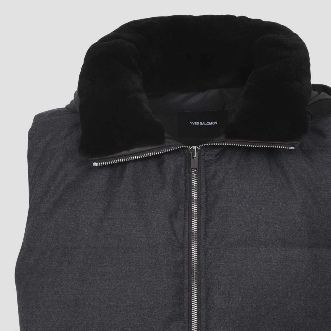 Yves Salomon Quilted Down Vest With Plush High Collar And Detachable Hood