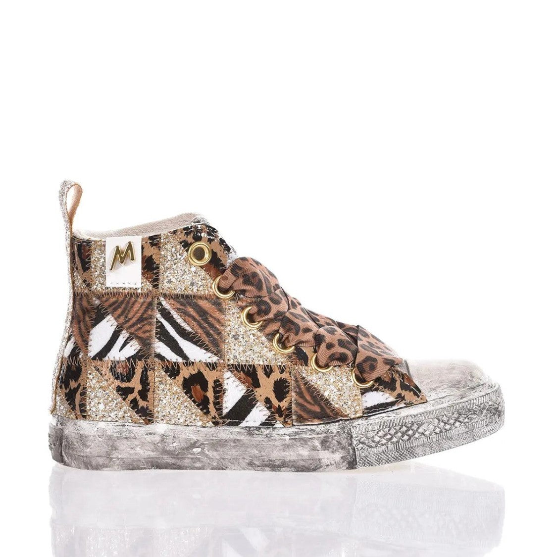 Mimanera Handmade High-Top Sneakers With Jungle Patchwork Design