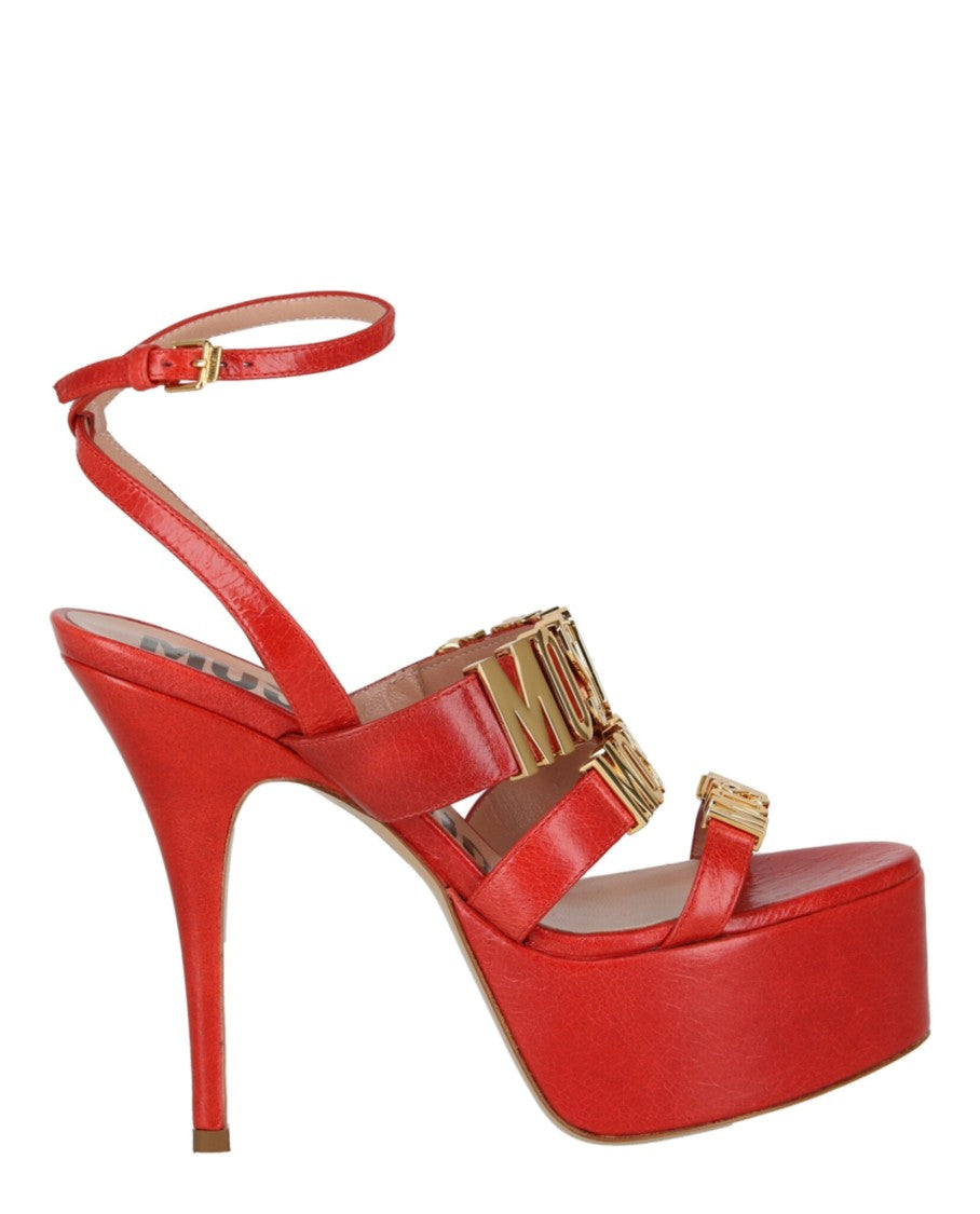 Moschino Degrade Metal Logo Heeled Sandals