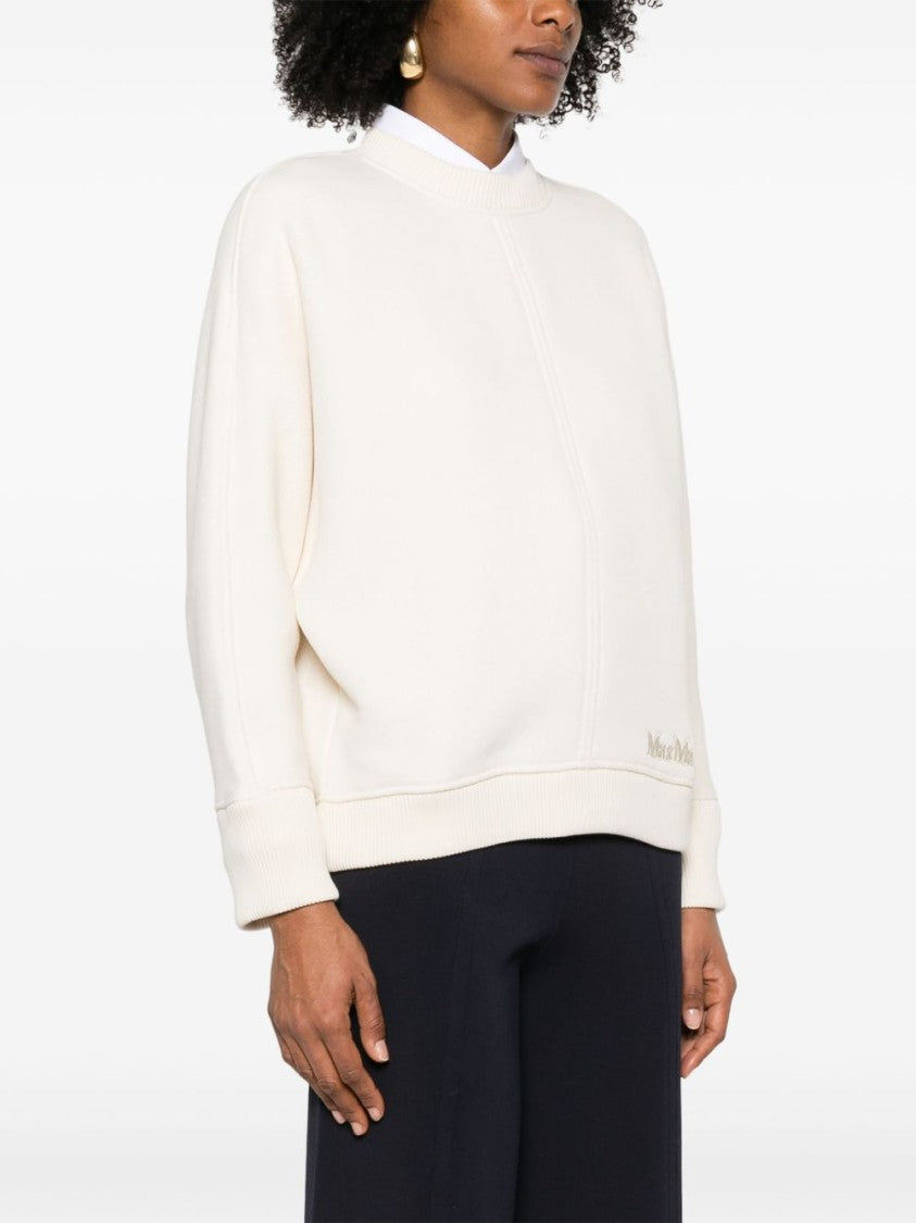 Max Mara Ribbed Neckline Sweatshirt With Embroidered Logo