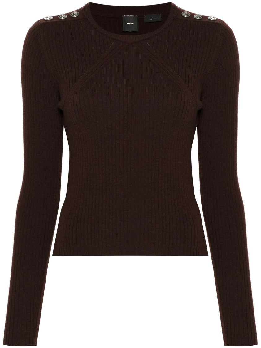Pinko Fitted Brown Knitted Sweater