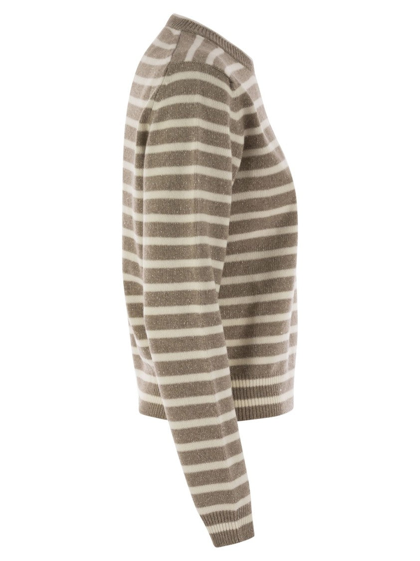 Brunello Cucinelli Sparkling & Dazzling Striped Cashmere