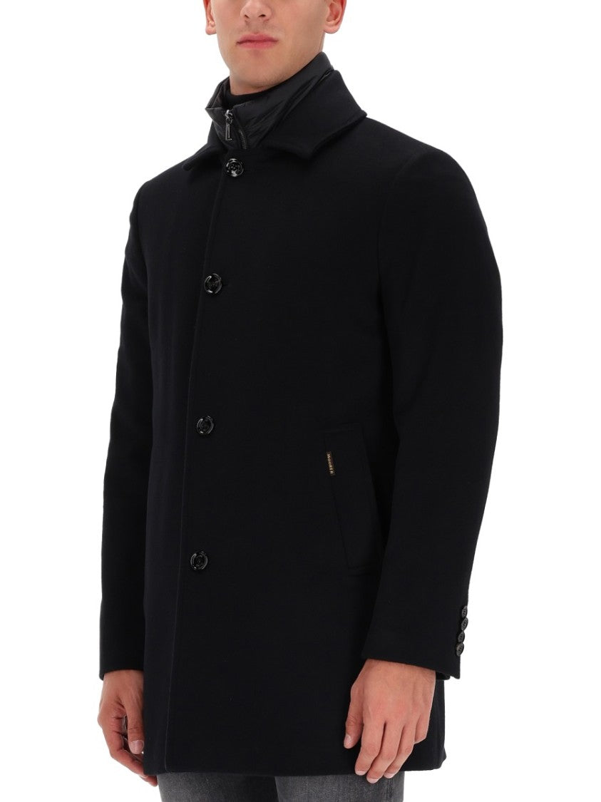 Moorer Classic Black Wool And Cashmere Blend Coat
