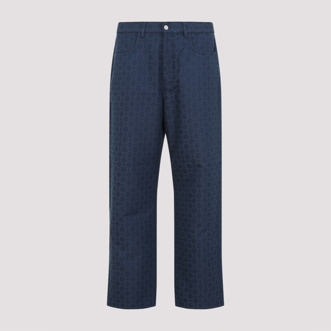 Givenchy Grey/Blue Signature G Logo Straight Hem Cotton Pants