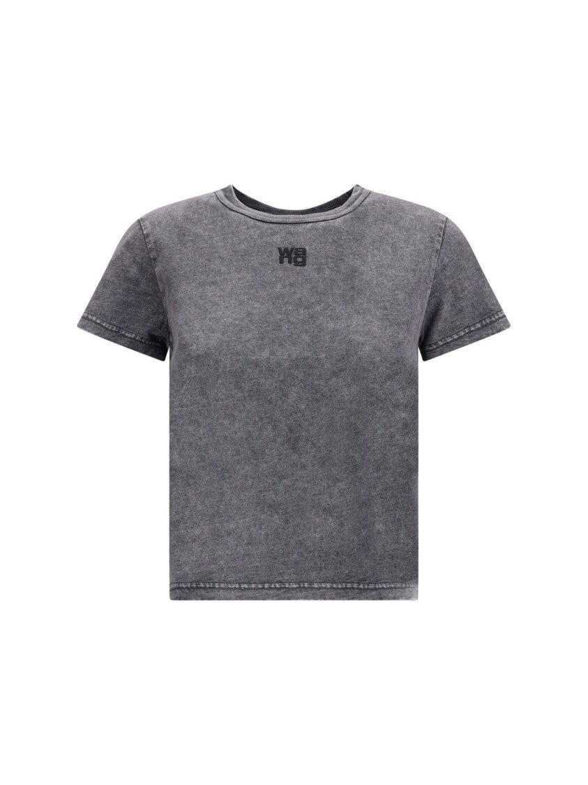 Alexander Wang Washed Granite Shrunken Tee With Puff Logo Detail