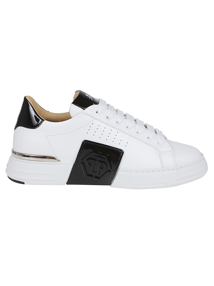Philipp Plein Calf Leather Sneakers With Glossy Accents