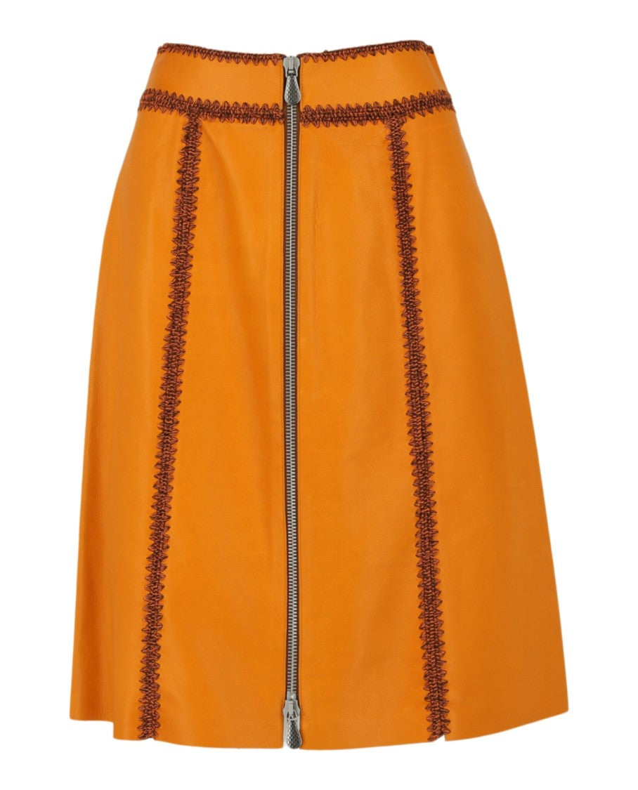 Bottega Veneta Calfskin Leather Zip-Up Skirt