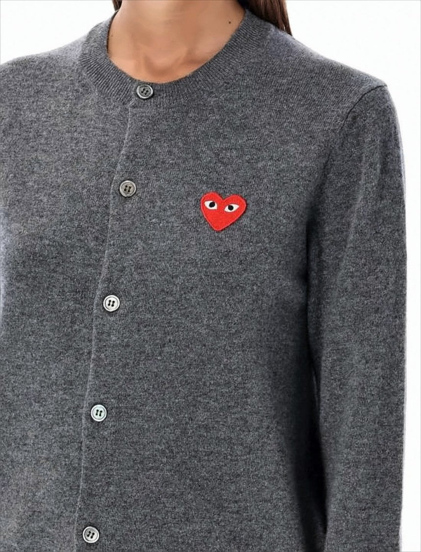 Comme Des Garçons Relaxed Fit Button-Up Cardigan With Iconic Heart Patch