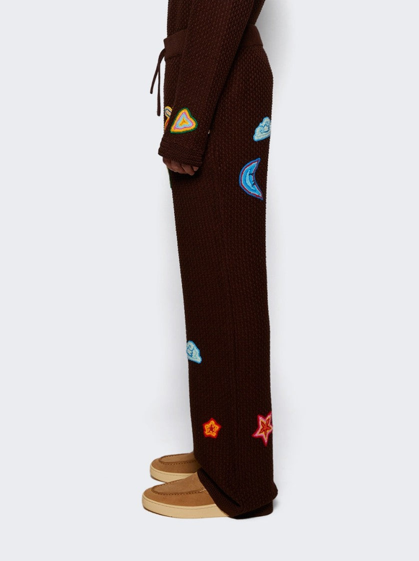 Casablanca Crochet Trousers With Patches Brown