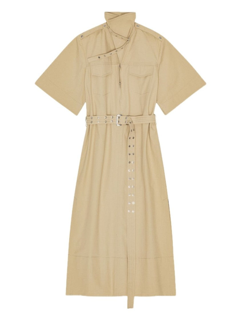 Ganni Structured Midi Dress With High Collar
