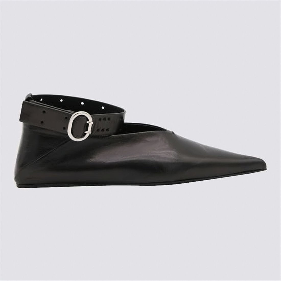 Jil Sander Pointed Toe Flats With Ankle Strap