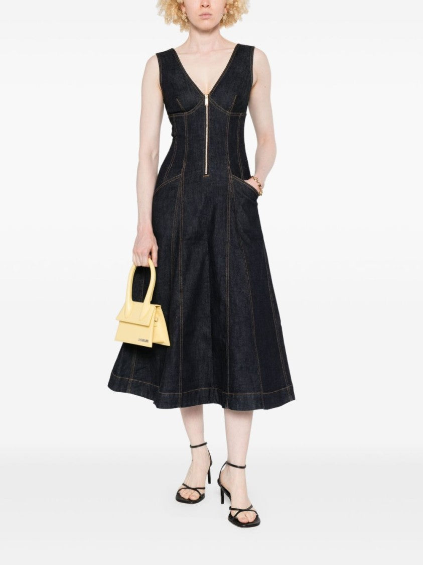 Self-Portrait Navy Blue Flared Dress