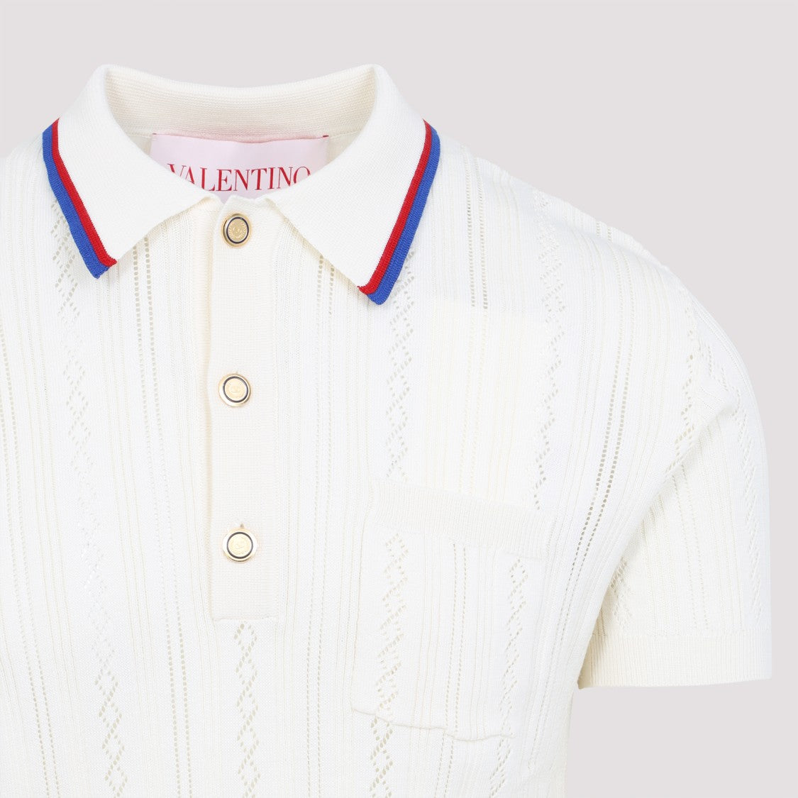 Valentino Textured Knit Polo With Classic Collar