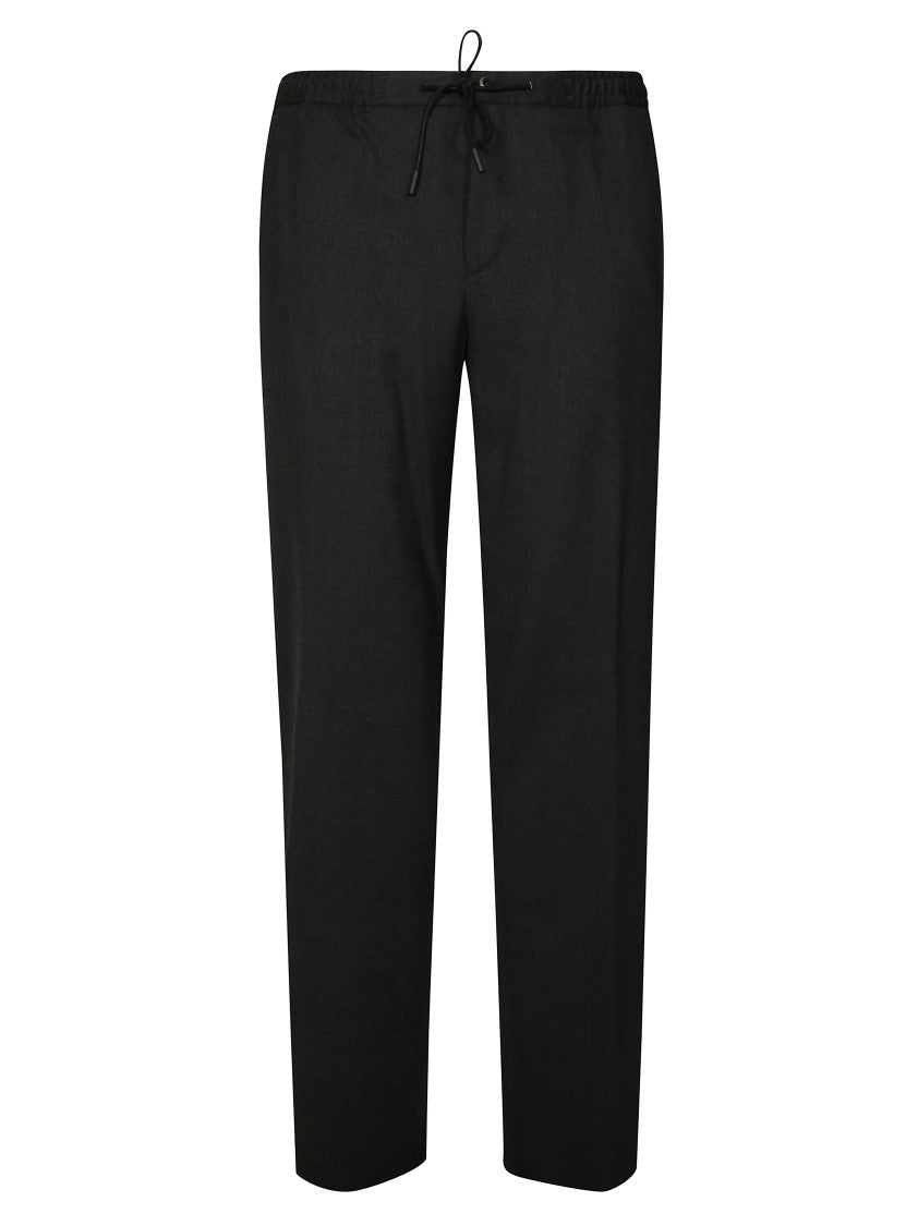 Pt01 Tailored Grey Wool Pants With Elastic Waistband