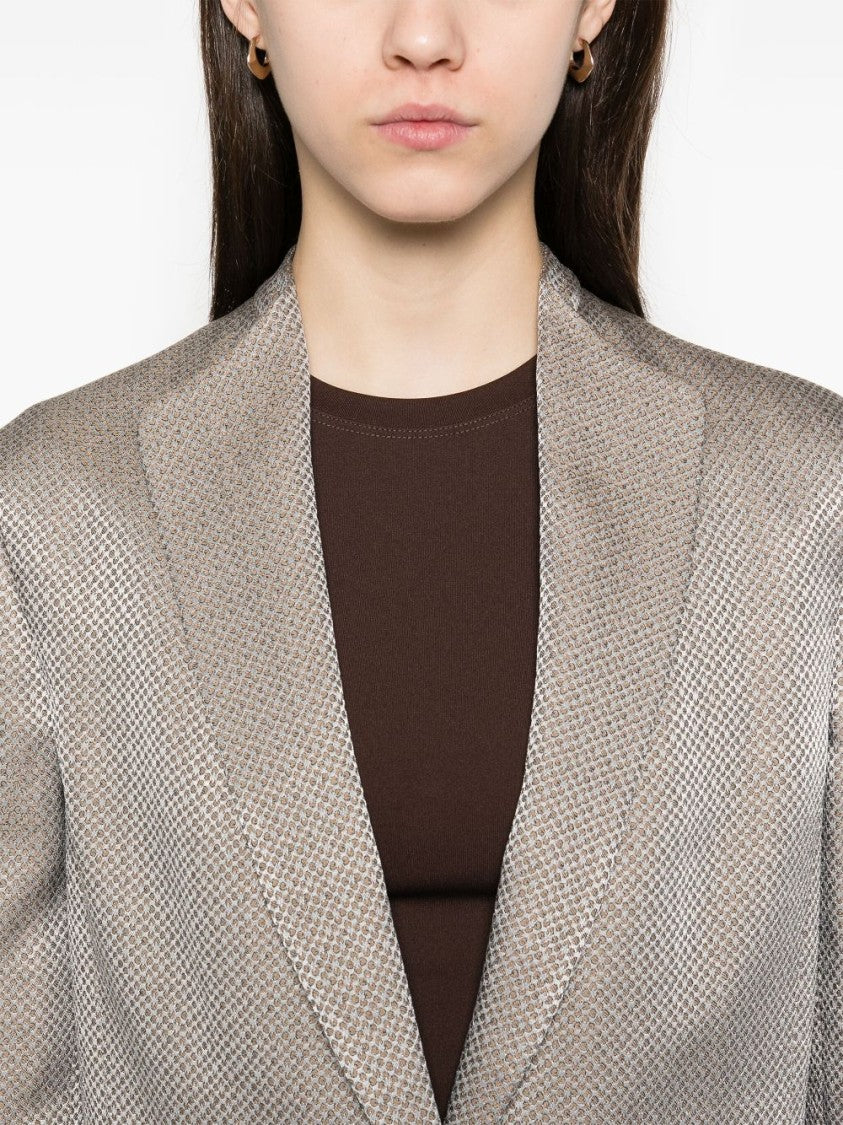 Giorgio Armani Textured Nickel Grey Blazer With English Rear Vents