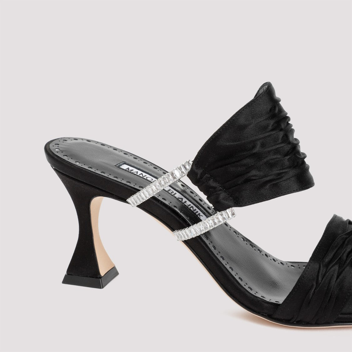 Manolo Blahnik Black Satin Chinap Sandal
