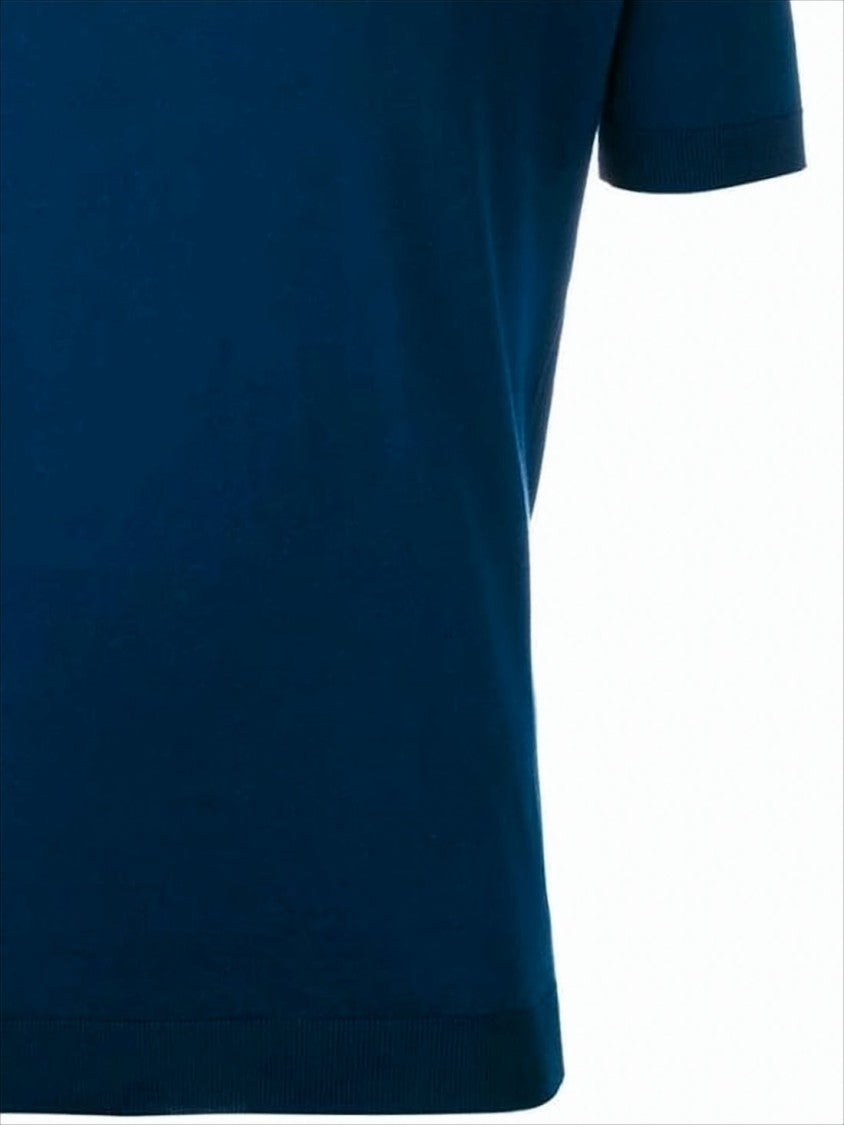 John Smedley Deep V-Neck Polo Shirt With Ribbed Hem And Cuffs